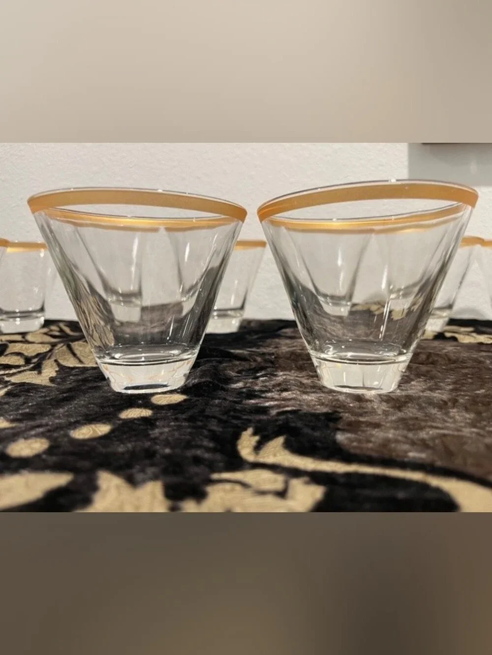 MCM Gold Rim Vodka/Cocktail Glasses Set Of 2 - Picture 10 of 13